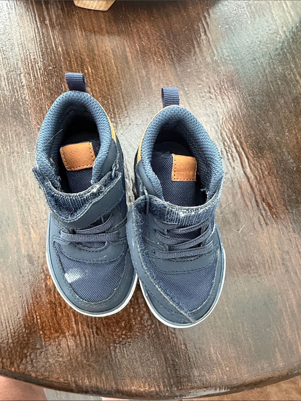 Kids Navy High-Top Sneakers with Hook-and-Loop Strap